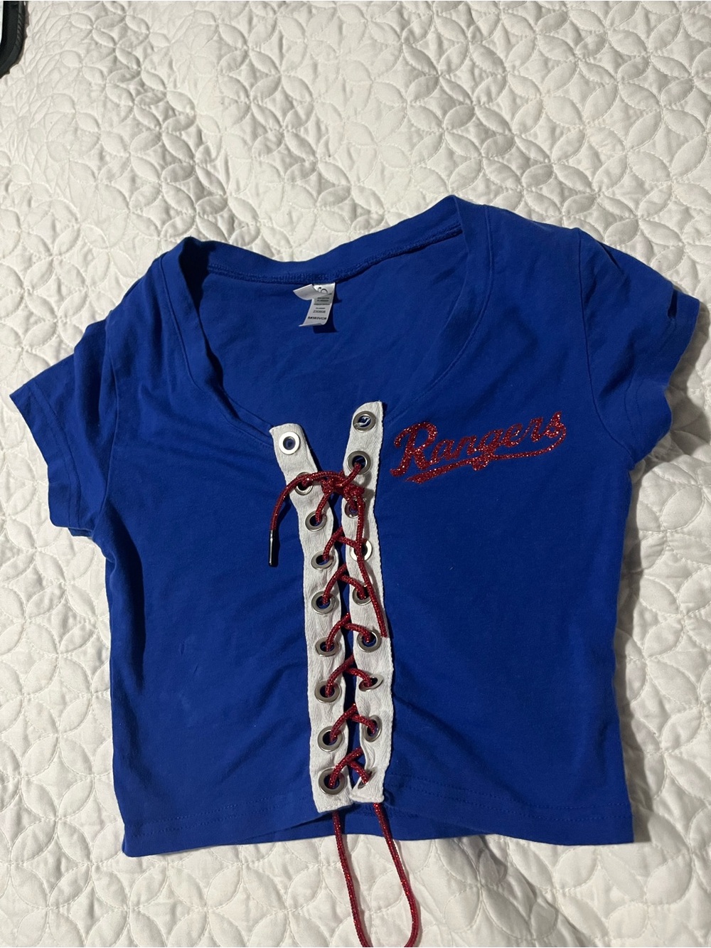 Blue' Lace-Up Tee with 'Rangers' Script